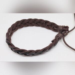 Men's bracelet leather braided brown new jewelry d92